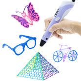 3D Printing Pen Display PLA Filament 3 Colours Starter Purple Creative Craft Drawing Art Tool Birthday Chrismtas Gifts for Kids Men Women