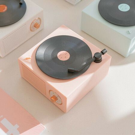 Bluetooth Stereo Retro Vinyl Record Player Stereo Home Wireless Mini USB Outdoor Card (Pink)