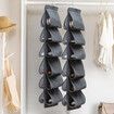 Hanging Shoe Organizer,Shoe Storage Bag Non-Woven Hanging Closet Organizers,12 Compartment Dustproof Storage Convenient Shoe Rack(Grey)