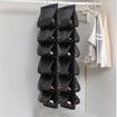 Hanging Shoe Organizer,Shoe Storage Bag Non-Woven Hanging Closet Organizers,12 Compartment Dustproof Storage Convenient Shoe Rack(Black)