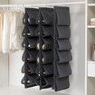 Hanging Shoe Organizer,Shoe Storage Bag Non-Woven Hanging Closet Organizers,12 Compartment Dustproof Storage Convenient Shoe Rack(Black)