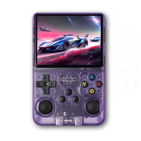 Handheld Game Console 3.5 inch Preinstalled Emulator System Transparent Purple 64GB