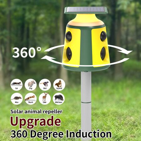 Outdoor Animal Repeller,Multi-Frequency Automatic Operation,360 Degree No Blind Spot Driving,Detection Range Size Adjustment,Ultrasonic Alarm Sound