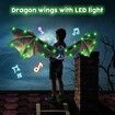 Electric Dragon Wings with LED Lights - Moving Dragon Wings with Music for Boys Man to Cosplay Dress Up Color Green