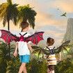Electric Dragon Wings with LED Lights - Moving Dragon Wings with Music for Boys Man to Cosplay Dress Up Color Green