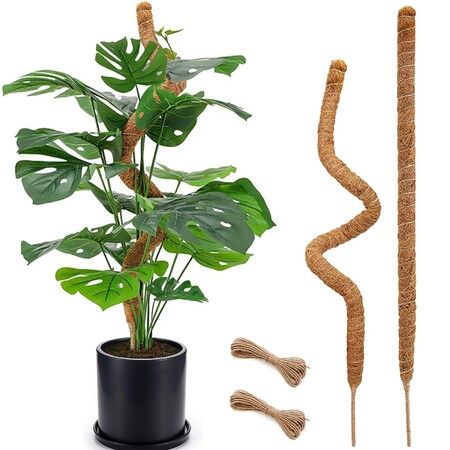 2 Pack Moss Pole,28 Inch Bendable Moss Pole for Plants Monstera,Moss Poles for Climbing Plants Indoor,Coir Plant Pole Sticks Support Stakes for Potted Plants,Pothos,Philodendron