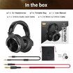 Wired Stereo DJ Headphones with 50mm Neodymium Drivers, Studio Monitor and Mixing for Computer Recording, Piano and Portable Guitar, 3.5mm to 1/4 Audio Jack