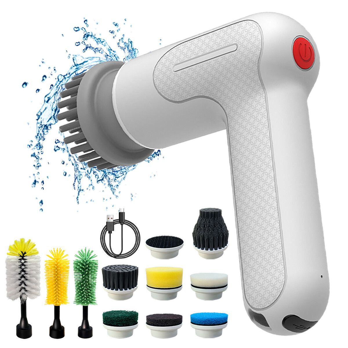 Electric Spin Scrubber Spofan Cordless Cleaning Brush with Replaceable Brush Heads and Rotating Speed Portable Shower Scrubber for Kitchen Tub Floor Car