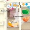 Mini Refrigerator with Ice Dispenser and Freezer Air, Music Play Buttons and Colorful LED Lights. Comes with a Lot of Play Food, 39 Piece Set Green