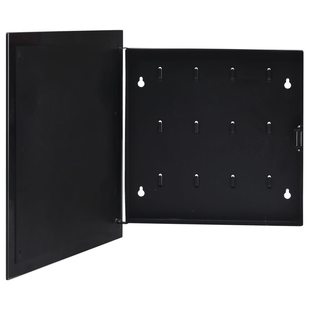 Key Box with Magnetic Board Black 35x35x5.5 cm