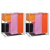 3-Section Laundry Sorter Hampers 2 pcs with a Washing Bin
