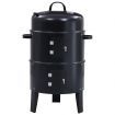 3-in-1 Charcoal Smoker BBQ Grill 40x80 cm