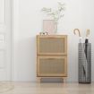 Shoe Cabinet Brown 52x25x80 cm Engineered Wood and Natural Rattan