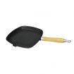 Grill Pan with Wooden Handle Cast Iron 20x20 cm