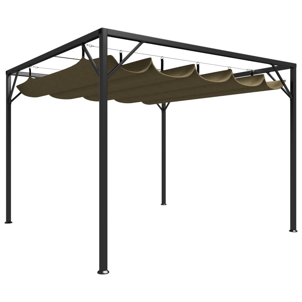 Garden Gazebo with Retractable Roof 3x3 m Taupe 180 g/m²