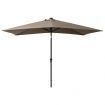 Parasol with LEDs and Steel Pole Taupe 2x3 m