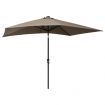 Parasol with LEDs and Steel Pole Taupe 2x3 m