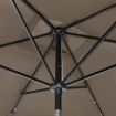 Parasol with LEDs and Steel Pole Taupe 2x3 m