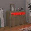 Sideboard with LED Lights Sonoma Oak 115.5x30x75 cm