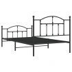 Metal Bed Frame with Headboard and Footboard Black 106x203 cm King Single Size