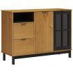 Sideboard with Glass Door FLAM 110x40x80 cm Solid Wood Pine