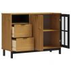 Sideboard with Glass Door FLAM 110x40x80 cm Solid Wood Pine