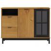 Sideboard with Glass Door FLAM 110x40x80 cm Solid Wood Pine