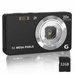 Digital Camera,4K Ultra HD Cameras for Photography,Digital Point and Shoot Camera with 56Mp Autofocus 20X Anti Shake,Video Camera with 32GB SD Card (Black)