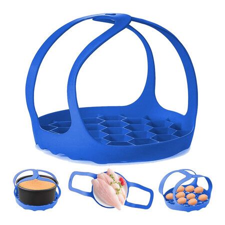 Pressure Cooker Sling, Silicone Baking Rack for 6-Quart/8-Quart Instant Pot, Anti-Scald Multi-Function Pot, BPA-Free Silicone Steamer Rack (Blue)