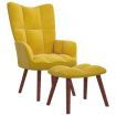 Relaxing Chair with a Stool Mustard Yellow Velvet