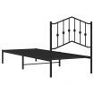 Metal Bed Frame with Headboard Black 92x187 cm Single Size