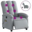 Electric Massage Recliner Chair Light Grey Fabric