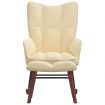 Rocking Chair with a Stool Cream White Velvet