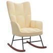 Rocking Chair with a Stool Cream White Velvet