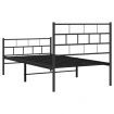Metal Bed Frame with Headboard and Footboard Black 107x203 cm