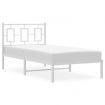 Metal Bed Frame with Headboard White 90x190 cm