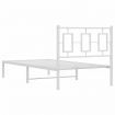 Metal Bed Frame with Headboard White 90x190 cm