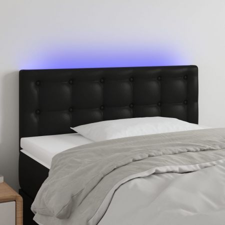 LED Headboard Black 100x5x78/88 cm Faux Leather