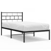 Metal Bed Frame with Headboard Black 107x203 cm