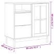Sideboard with Glass Door FLAM 80x40x80 cm Solid Wood Pine