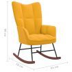 Rocking Chair with a Stool Mustard Yellow Velvet