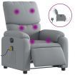 Electric Massage Recliner Chair Light Grey Fabric
