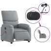 Electric Massage Recliner Chair Light Grey Fabric