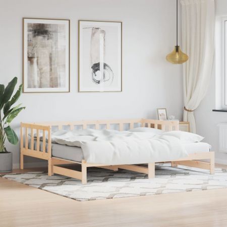 Day Bed with Trundle 92x187 cm Single Size Solid Wood Pine