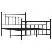 Metal Bed Frame with Headboard and Footboard Black 106x203 cm King Single Size