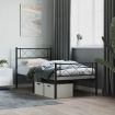 Metal Bed Frame with Headboard and Footboard Black 107x203 cm