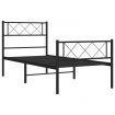 Metal Bed Frame with Headboard and Footboard Black 107x203 cm