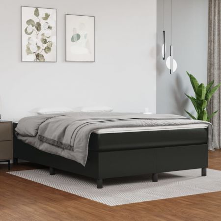 Box Spring Bed Frame Black 137x187 cm Double Size Faux Leather