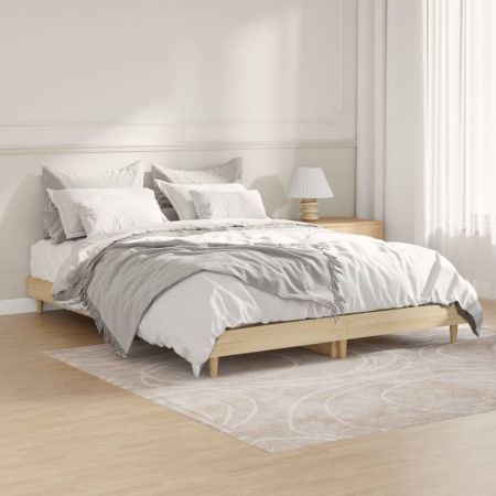 Bed Frame Sonoma Oak 137x187 cm Double Size Engineered Wood