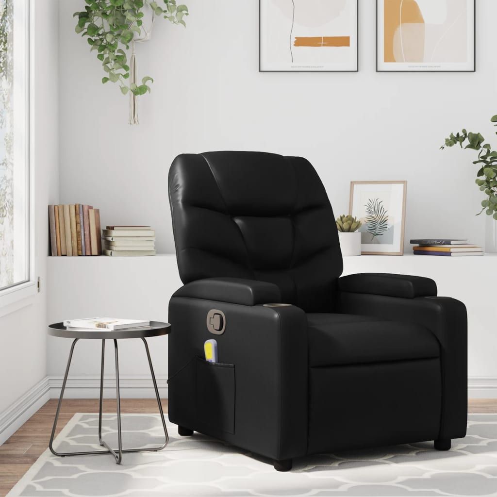 Massage Recliner Chair Black Faux Leather